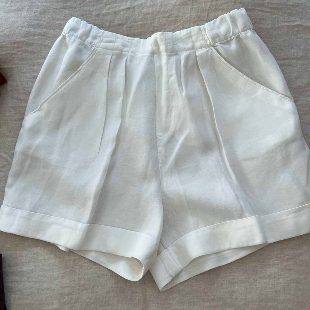 Zara High Waist Cream Shorts